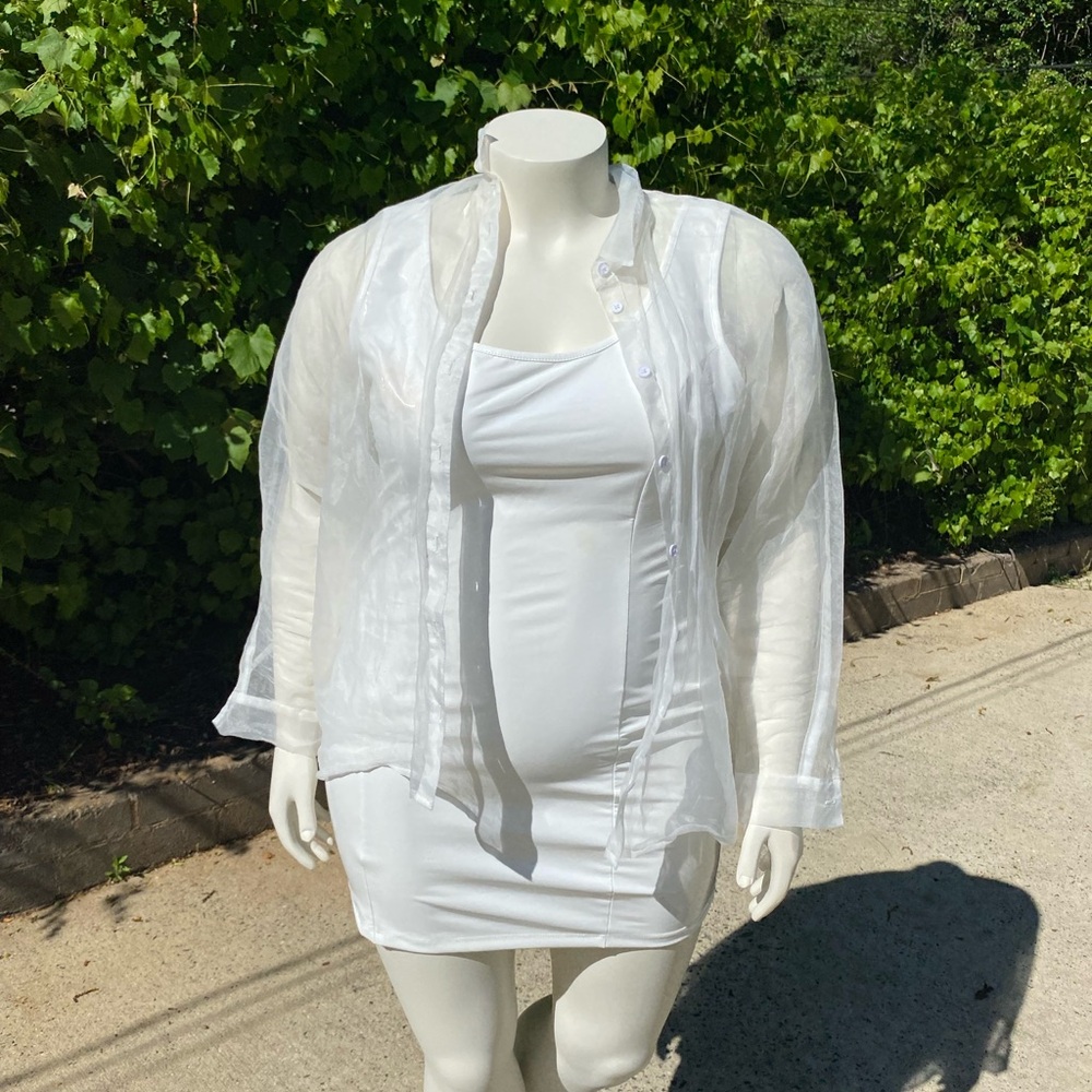 White Latex Mini Dress